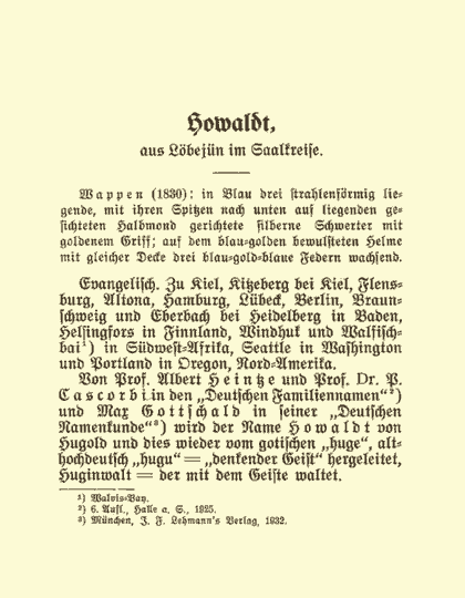 Sonderdruck aus dem Deutschen Geschlechterbuch - Howaldt